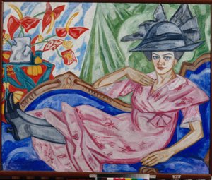 "Retrato de la hermana del artista" (Retrato de la hermana del artista) Pintura de Olga Vladimirovna Rozanova (1886-1918) 1912 - Óleo sobre lienzo - Museo Estatal de Arte, Ekaterimburgo de Olga Wladimirowna  Rosanowa