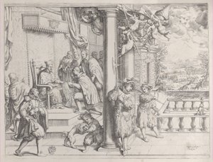 Un joven presentando su tesis al Cardenal Aldobrandini, 1620 de Oliviero Gatti