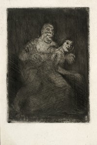 Un hombre sorprende a una mujer de Oluf Hartmann