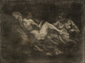 Dos brujas peleando por una escoba de Oluf Hartmann