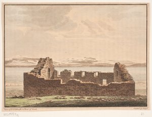 Ruina de iglesia en Groenlandia. Ilustración para W.A. Graah. Viaje de exploración a la costa este de Groenlandia de Oluf Olufsen Bagge