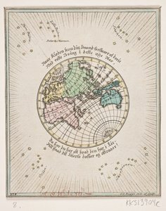 Mapa del mundo con poemas de Oluf Olufsen Bagge