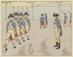 Un teniente en Valence en 1785, Napoleón observaba ejercicios de fusilería de Onfray de Breville Job
