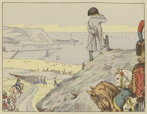 En el campamento de Boulogne, Napoleón miraba constantemente hacia Inglaterra, septiembre de 1803 de Onfray de Breville Job