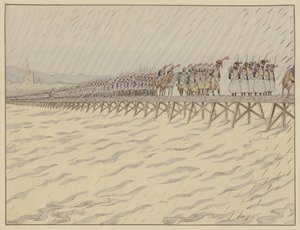 Napoleón y su ejército cruzando el Rin en Kehl, 1 de octubre de 1805