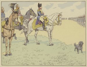 Napoleón revisando el ejército francés después de firmar los Tratados de Tilsit, 7 de julio de 1807 de Onfray de Breville Job