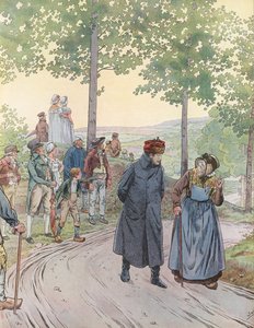 Napoleón hablando con una anciana