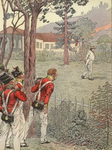 Napoleón caminando en su jardín cuando era prisionero en Santa Elena de Onfray de Breville Job