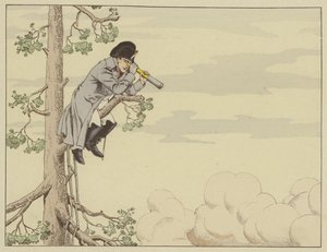 Napoleón observando la Batalla de Aspern-Essling desde la cima de un árbol en la isla de Lobau, 22 de mayo de 1809