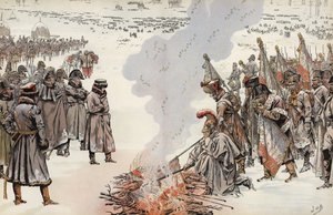 Campaña rusa de Napoleón, quemando los estandartes, 23 de noviembre de 1812 de Onfray de Breville Job
