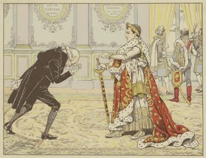 En la mañana de su coronación, al percibir al notario de Josefina, Napoleón le dijo, riendo: ¡Bueno, Maitre Ragideau, aquí está la capa! ¡Y aquí está la espada!