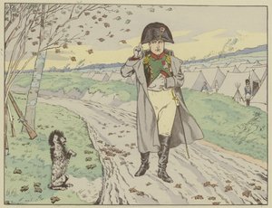 Los soldados de la Vieja Guardia entrenaron a sus perros para saludar al Emperador, quien devolvía sus saludos, 1805 de Onfray de Breville Job