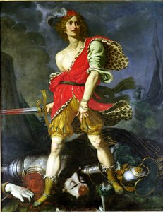 David y Goliat (óleo sobre lienzo) de Onorio Marinari