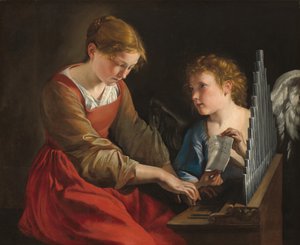 Santa Cecilia y un Ángel, c. 1617-1618 y c. 1621-1627 de Orazio Gentileschi