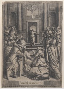 Cristo disputando en el templo, 1568-77 de Orazio de Sanctis