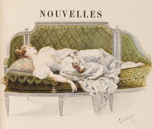 Medio título para Nouvelles de Alfred de Musset, 1887 de Oreste Cortazzo