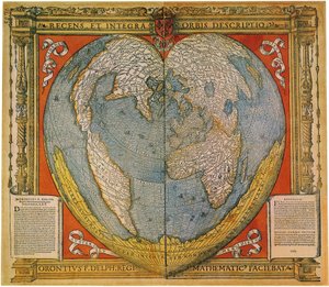 Mapa del mundo en forma de corazón de Oronce Fine