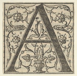 Letra inicial A con guirnaldas, mediados del siglo XVI de Oronce Fine