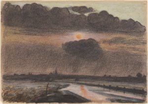 puesta de sol en el río