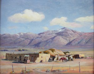 Adobe House, c. 1940 (óleo sobre tabla)