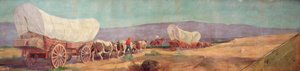 Anheuser-Busch Wagon Train (óleo sobre lienzo) de Oscar Edward Berninghaus