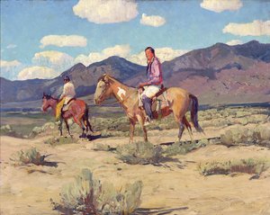Bravos de las montañas de Taos (óleo sobre tabla) de Oscar Edward Berninghaus