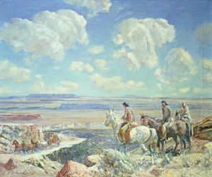 Indian Watch (óleo sobre lienzo) de Oscar Edward Berninghaus