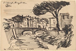 El Arno al atardecer, Florencia de Oscar F. Bluemner
