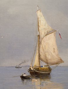 Día de verano frente al puerto de Oscar Kleineh (1846-1919), Finlandia de Oscar Kleineh