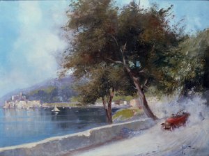 Carreras en el lago (óleo sobre lienzo) de Oscar Ricciardi