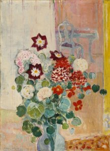 Ramo de flores con dalias y capuchinas de Oskar Moll