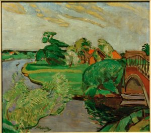 Paisaje fluvial con puente de Oskar Moll