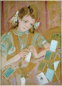 Niño con casa de cartas de Oskar Moll