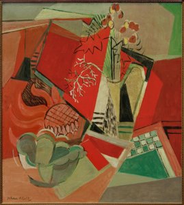 Composición con hierba de centavo y cuenco de Oskar Moll