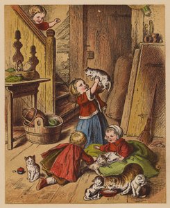 Little Kittens (litografía en color) de Oskar Pletsch