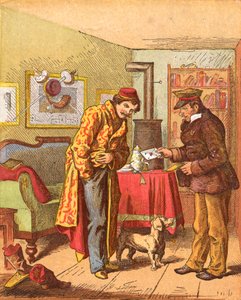 Pagando por la entrega de cartas, c. 1870 de Oskar Pletsch