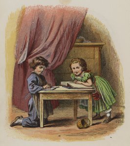 Dos niños leyendo libros de Oskar Pletsch