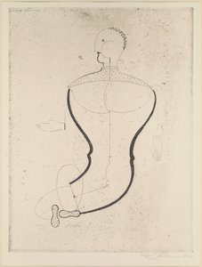 Figura abstracta a la izquierda de Oskar Schlemmer