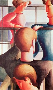 Grupo junto a una barandilla de Oskar Schlemmer