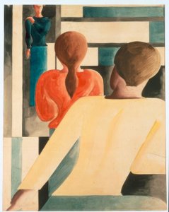 Interior en azul, amarillo y rojo de Oskar Schlemmer