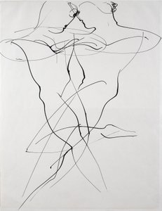 Dos figuras en movimiento opuesto, danza de Oskar Schlemmer
