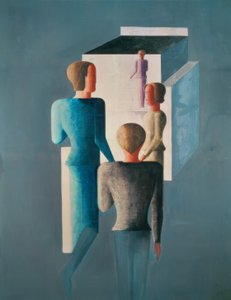 Cuatro figuras y un cubo de Oskar Schlemmer