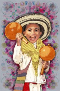 Niño alegre tocando las maracas de Osvaldo Russo