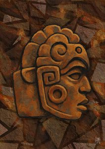 Cabeza de piedra maya de Osvaldo Russo