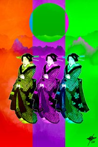 Trío de geishas del Pop Art de Osvaldo Russo