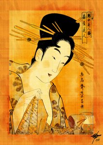 Mujer leyendo (ukiyo-e) de Osvaldo Russo