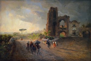 Francés: Paysage romain Paisaje romano de Oswald Achenbach