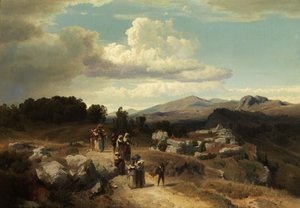 Paseo dominical por la campiña romana de Oswald Achenbach