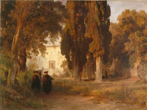 El jardín del monasterio, después de 1857 de Oswald Achenbach
