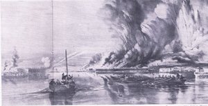 La caída de Sebastopol y la retirada de los rusos, 8 de septiembre de 1855, ilustración de British Battles on Land and Sea, 1915 de Oswald Walters Brierly